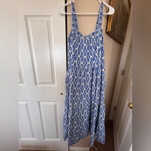 WORN TWICE Max Studio Blue and White Floral Maxi Dress with Straps
